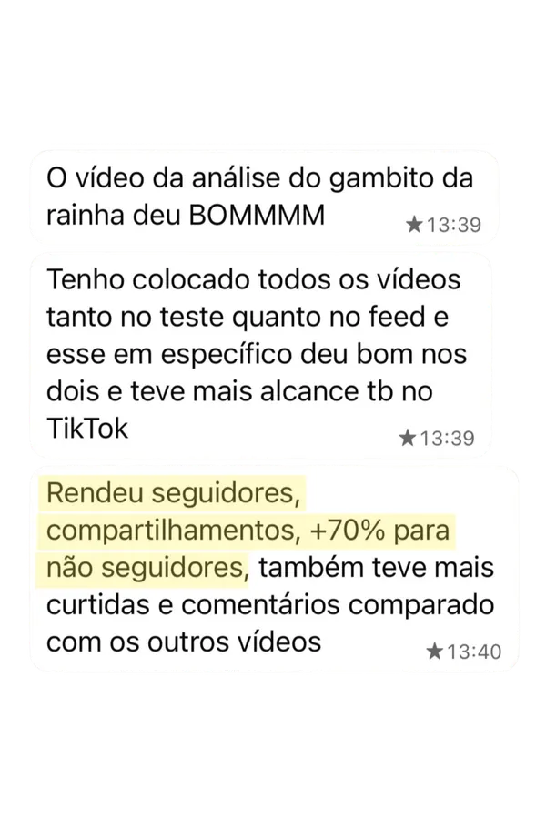 Print de feedback de aluna