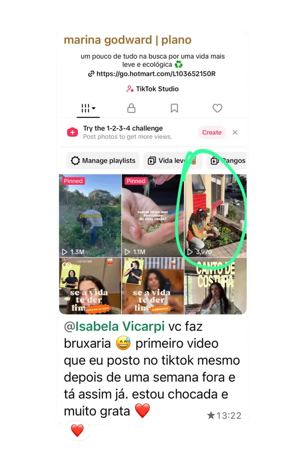 Print de feedback de aluna