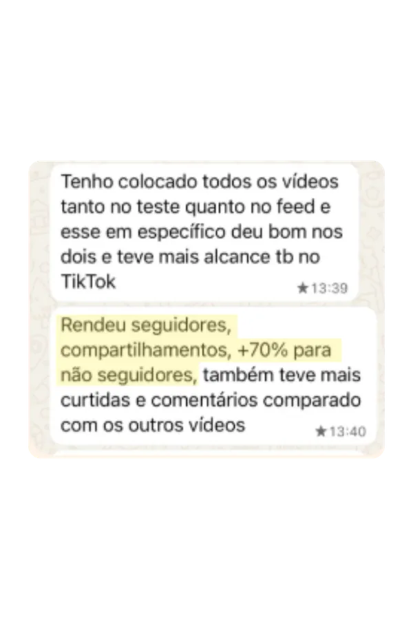 Print de feedback de aluna