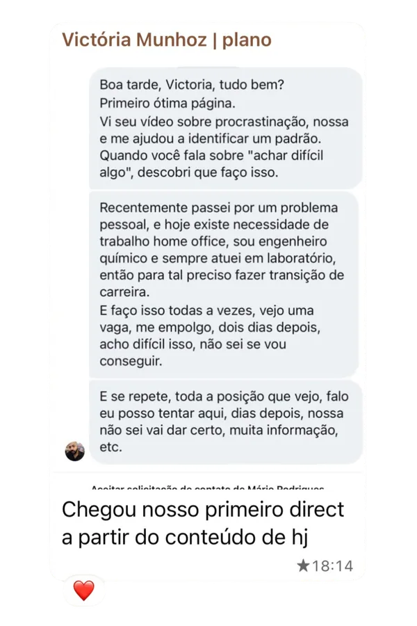 Print de feedback de aluna