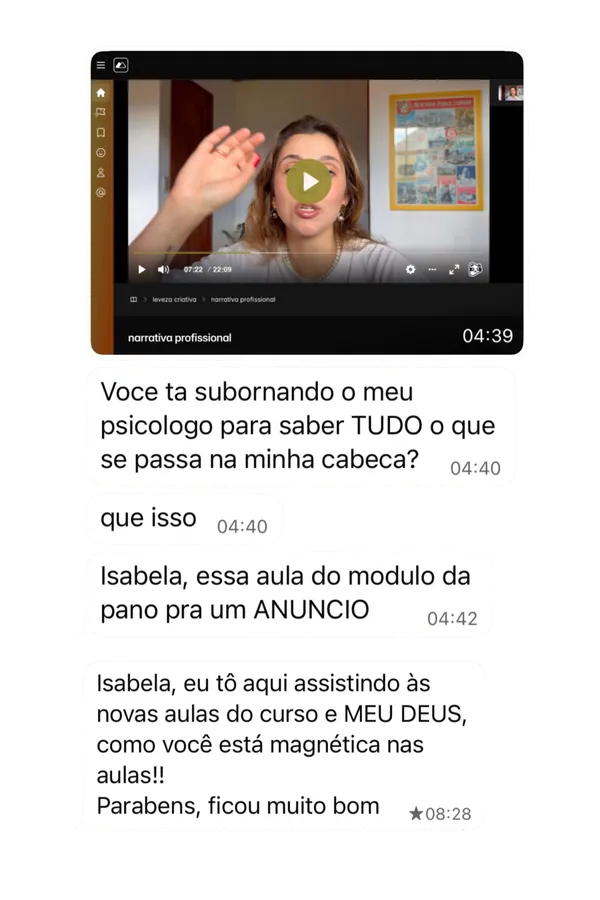 Print de feedback de aluna