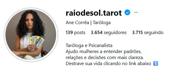 Topo do perfil de Ane Corrêa no Instagram